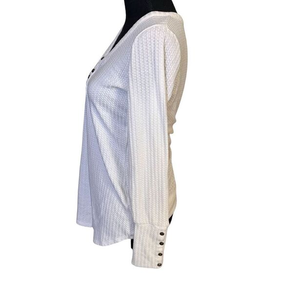 Chaser Women's Ivory/White Henley Thermal Polyester/Rayon/Spandex Sz Small - Picture 3 of 9